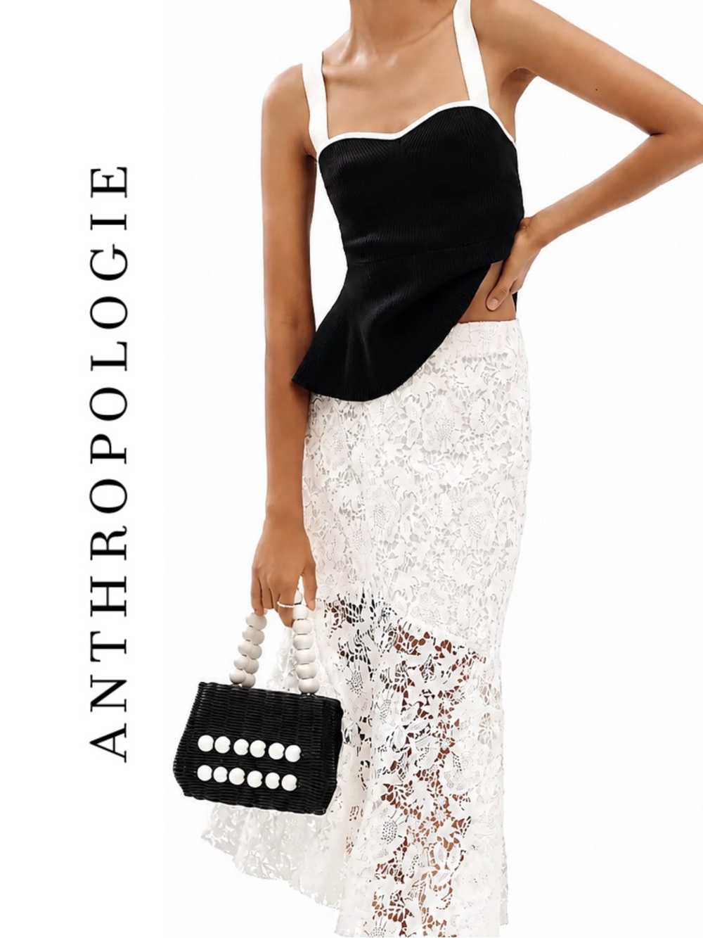 Anthropologie Avec Les Filles Flared Lace Midi Skirt